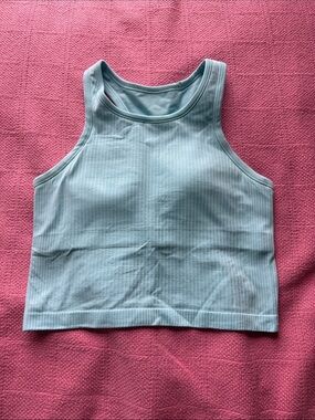 lululemon athletica Light Blue Ribbed Racerback Crop Tank